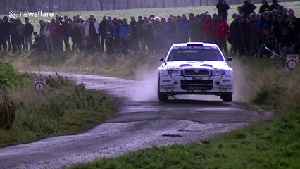 Spectacular crash during rally race in Belgium