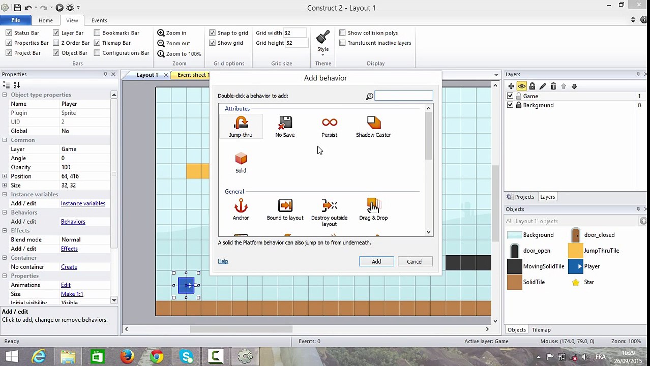 1. How To Make A Game (Moving, Jumping & Levels) Construct 2 Tutorial