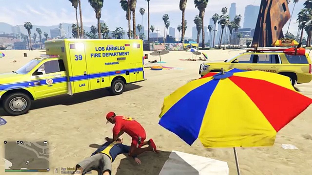 GTA 5 Play As A Lifeguard Mod | Cardiac Arrest On The Beach | F-350, Tahoe, 4 Wheeler & Jetski