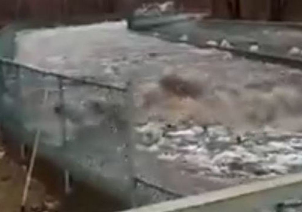 Pennsylvania Creek Blocked by Ice Jam Flows Backwards