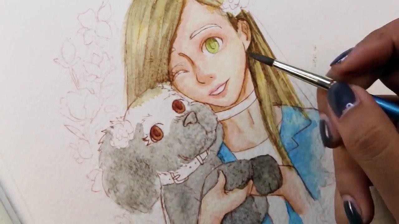 DANI HOYOS estilo manga/anime dibujo con Acuarelas | Diana Díaz