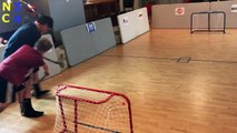 Kids HocKey Huge Knee Hockey Game with CBanks taking on Noah Williams