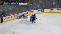 Byfuglien causes a train wreck by hitting three guys at once