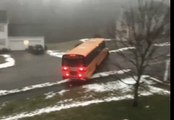 School Bus Full of Children Slides Down Icy Street, Slams Into Car