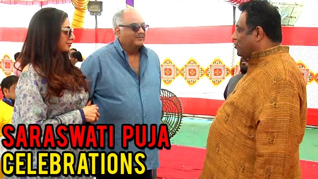 Sridevi & Boney Kapoor Spotted At Anurag Basu’s Saraswati Puja