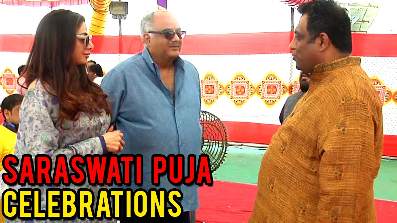 Sridevi & Boney Kapoor Spotted At Anurag Basu’s Saraswati Puja