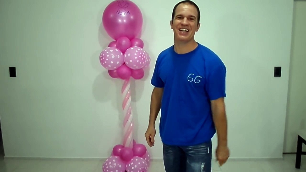 decoración para baby shower niña - ideas para baby shower - columnas de globos - baby shower