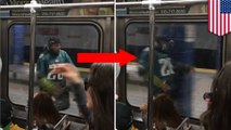 Eagles fan meets subway pole while trying to amp up Philly fans - TomoNews