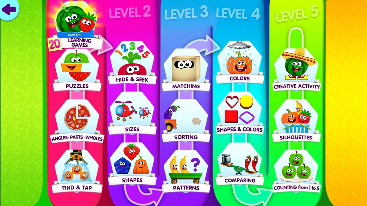 Learn Colors and Sizes Games for Baby - FUNNY FOOD 2! Kindergarten Learning Games for Kids