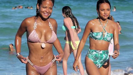 Christina Milian And Karrueche Tran Hot In Bikini On Miami Beach