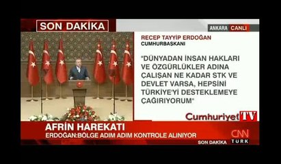 Erdoğan: Zeytinlik harekatında Obama bizi aldattı