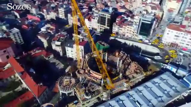 Taksim Camii’nin inşaatındaki son durum havadan görüntülendi