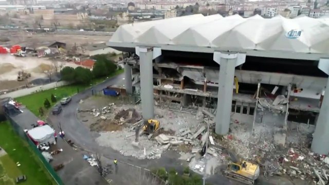 Abdi İpekçi Spor Salonu'nda Yıkım Çalışması Havadan Görüntülendi