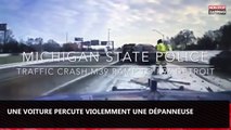 Etats-Unis : Une voiture percute violemment une dépanneuse sur l'autoroute (vidéo)
