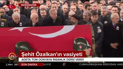 Şehit Özalkan'ın vasiyeti