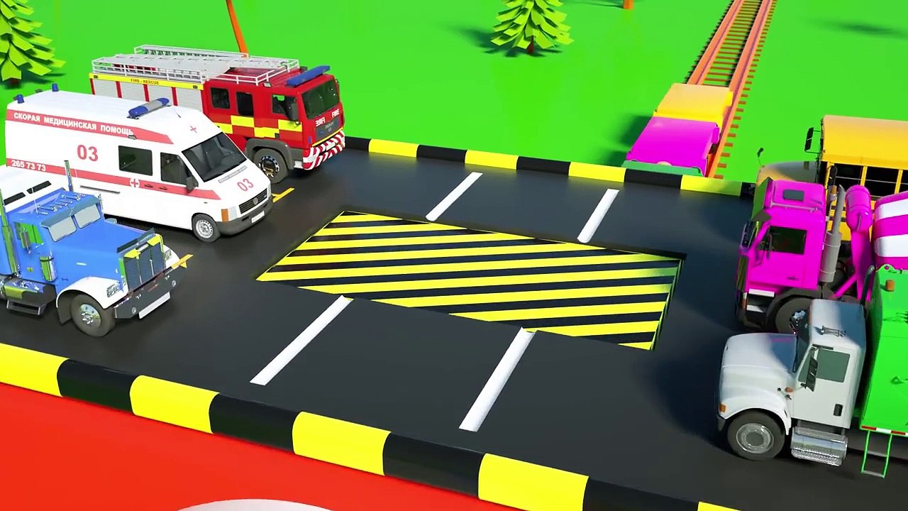 Colors for Children to Learn with Train and Vehicles #h Toy Trucks for Kids