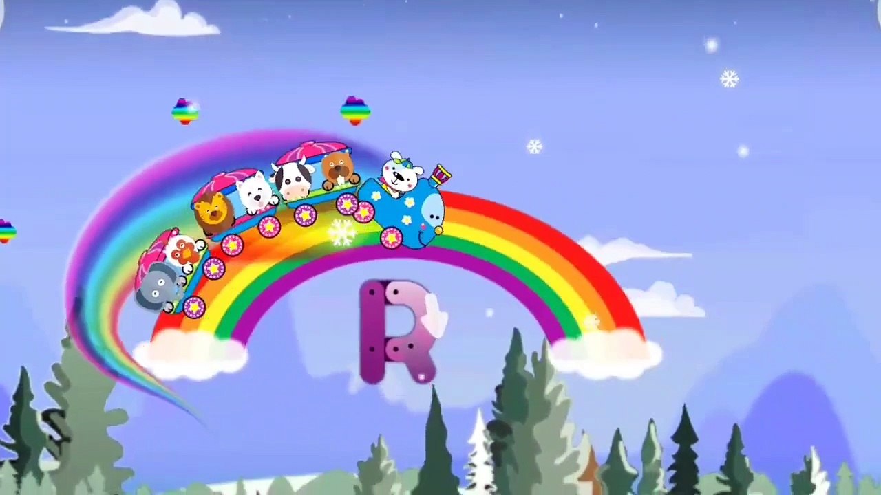 Trenle uzayda yolculuk hayvanları tanıma okul öncesi öğretici çocuk oyunu gök kuşağı