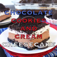 Chocolate Cookies and Cream Cheesecake Bars