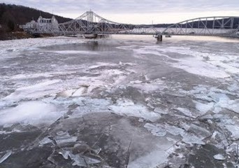 Drone Footage Shows Connecticut River Ice Jam in East Haddam