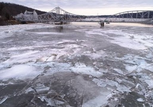 Drone Footage Shows Connecticut River Ice Jam in East Haddam