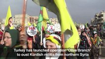 Syrian Kurds demonstrate against Turkey's offensive