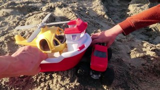 Monster Trucks Battle for Green Toys Rescue Boat and Helicopter