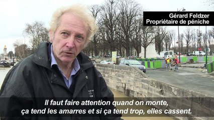Crue à Paris: les péniches sur la Seine en difficulté