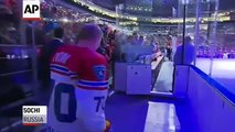 Raw: Putin Displays Hockey Skills in the Rink