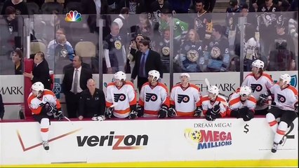 Line brawl fight. Philadelphia Flyers vs Pittsburgh Penguins 1 April 2012. NHL Hockey