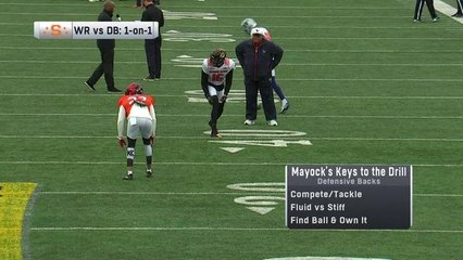 Nick Saban's analysis skills are on point as he breaks down WR-DB 1-on-1 drills