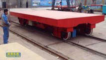 Heavy Duty Flat Rail Transfer Cart On Rail Steel metal Transporter Customer Site