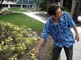 Caught stealing flowers by a security guard