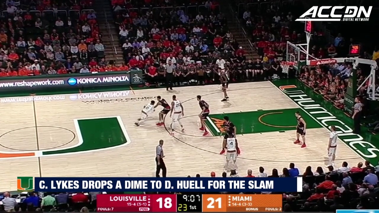 Miami's Chris Lykes Drops A Dime To Dewan Huell For Monster Dunk