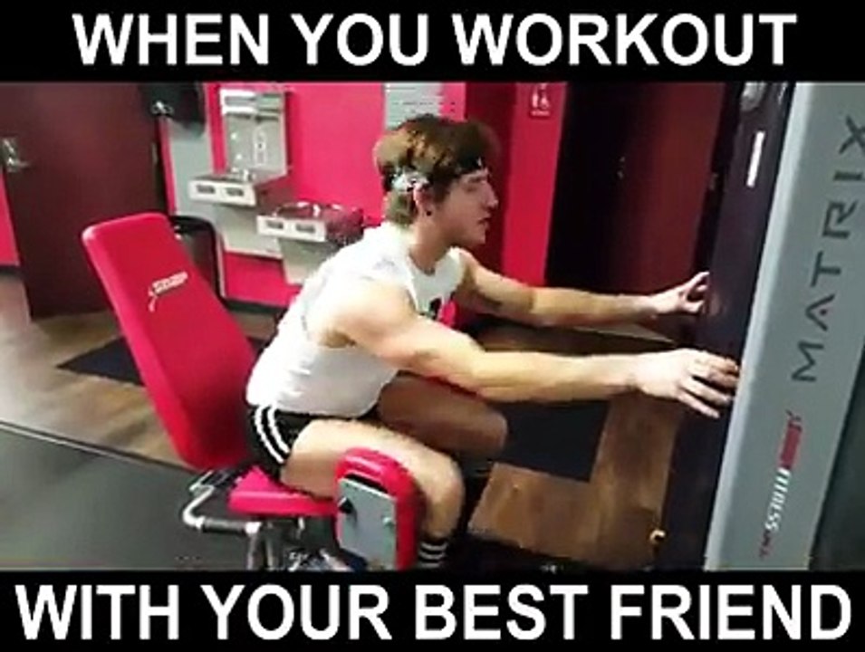 When you workout with your best friend in the gym