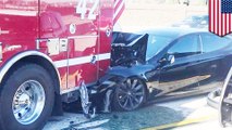 Tesla 'on autopilot' rear ends fire truck while driving at 65 mph