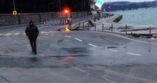 Sarıyer'de Sahil Yolu Çöktü, Yol Trafiğe Kapatıldı