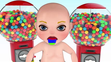 3D Baby Learn Colors with Gummy Candy and Gumball Machine _ 3D Animation for kid