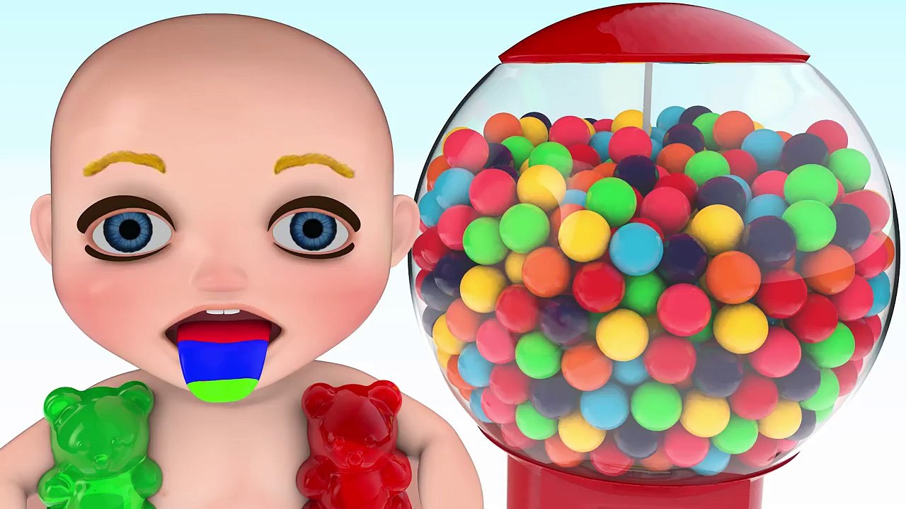 Learn Colors with 3D Baby Gumball machine Candy - Colours for Kids Children Todd