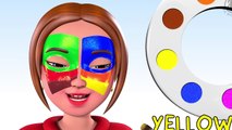 3D Face Painting - Baby Body Paint & Learn Colors with Finger Family Nursery Rhy