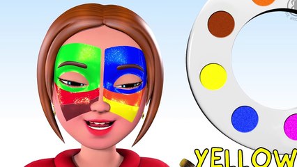 3D Face Painting - Baby Body Paint & Learn Colors with Finger Family Nursery Rhy