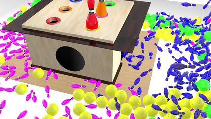 Children learning video learn colors with Funny Bowling Balls 3D wooden hammer G