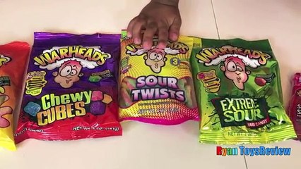 EXTREME WARHEADS CHALLENGE Sour Candy challenge Kids Candy Review Ryan ToysReview