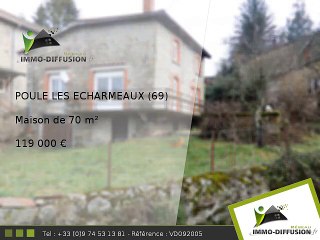 Maison A vendre Poule les echarmeaux 70m2 - 119 000 Euros