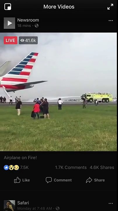Airplane on Fire USA 25.01.2018 News