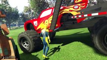 Disney Pixar Monster McQueen, Cars 2 Lightning McQueen, Blaze Car And Tow Mater With Spiderman