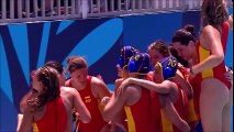 Spanish waterpolo team celebrating victory over Hungary