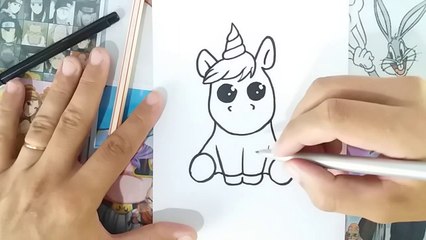 Como desenhar UNCÓRNIO kawaii-comment dessiner une licorne, cómo dibujar unicornio -  how to draw unicorn