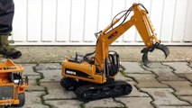 Kids plays with Remote Control Toys Excavator Dump Truck Timber Grabber video for kids