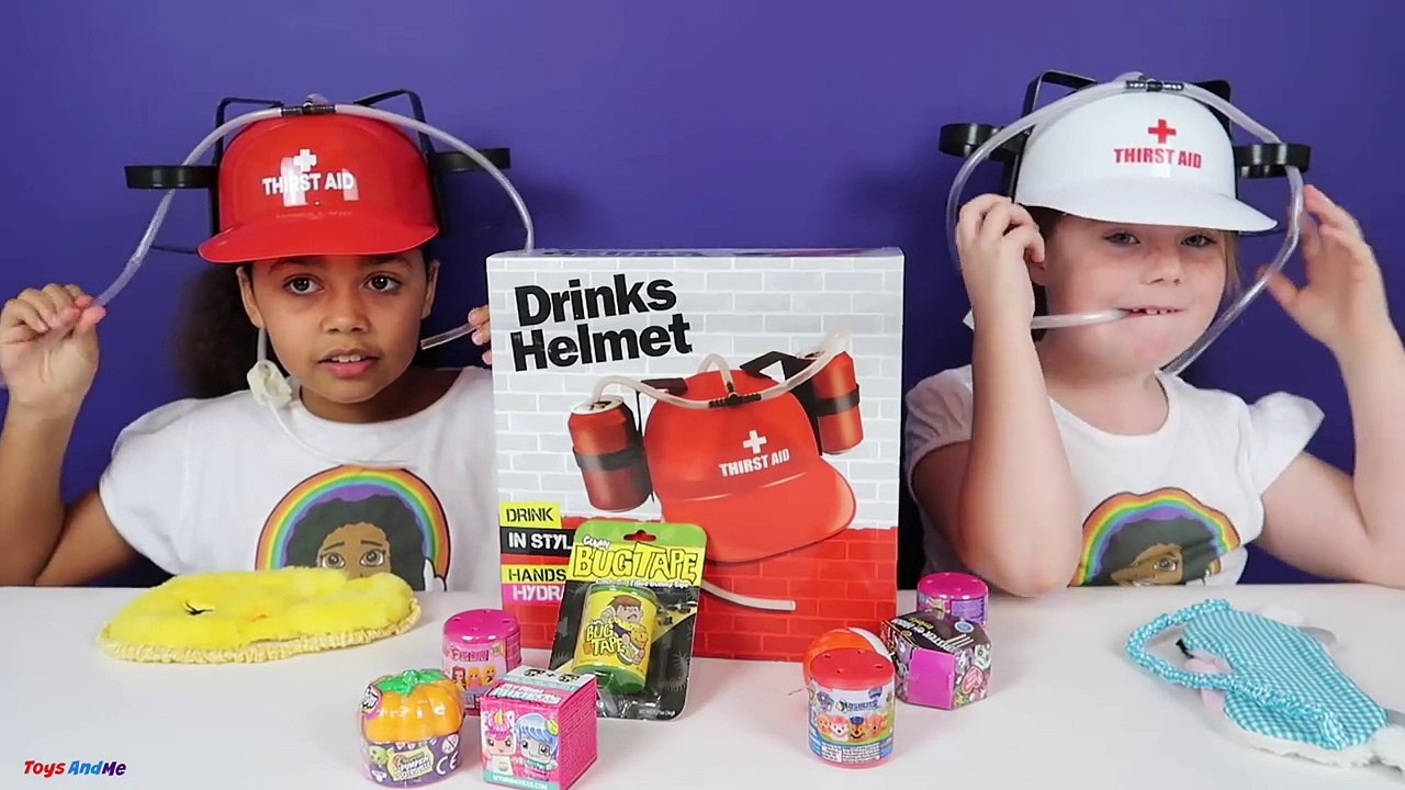 Soda Challenge! Drinks Helmet Guessing Game - Shopkins - Gummy Candy - Surprise Eggs