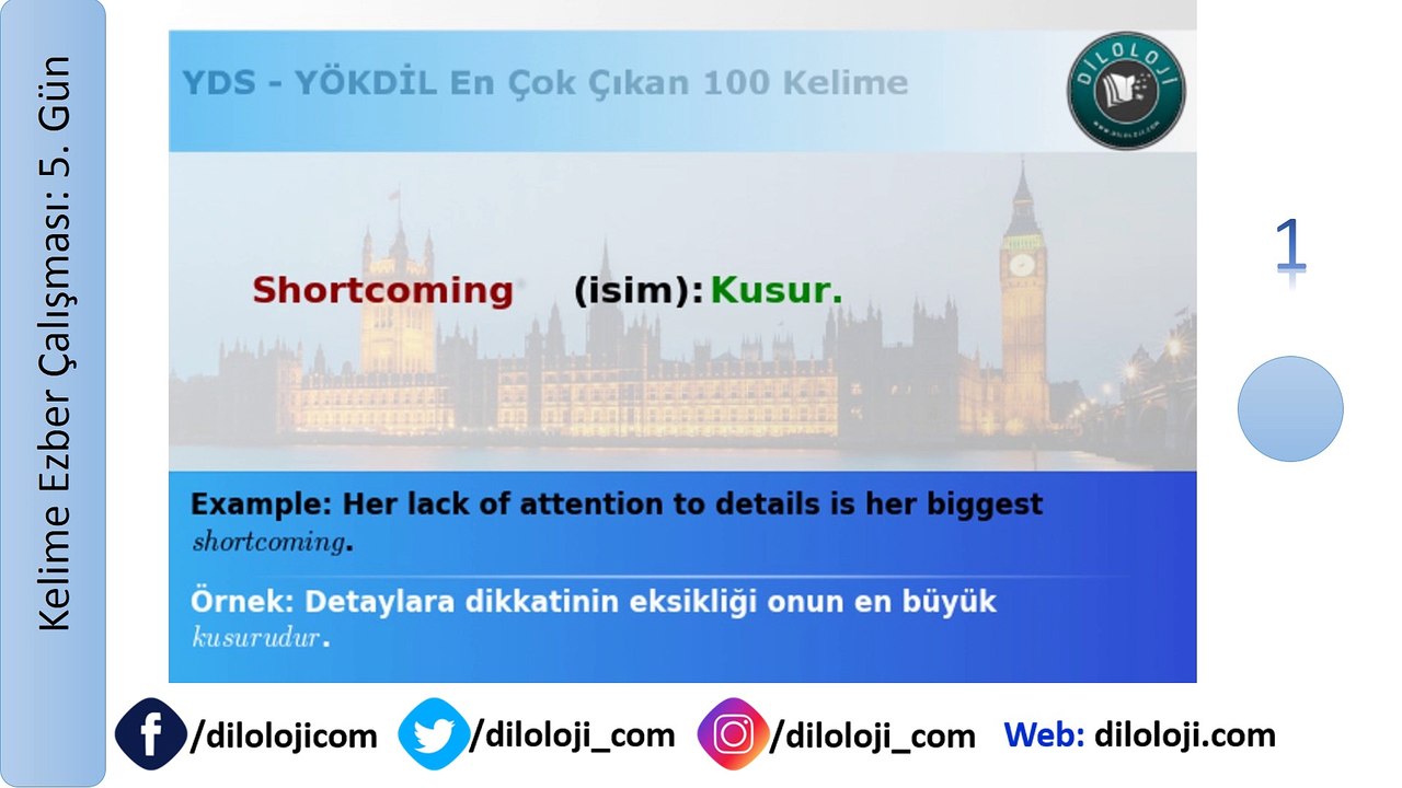 YDS-YÖKDİL En Çok Çıkan 100 Kelime - Gün 5